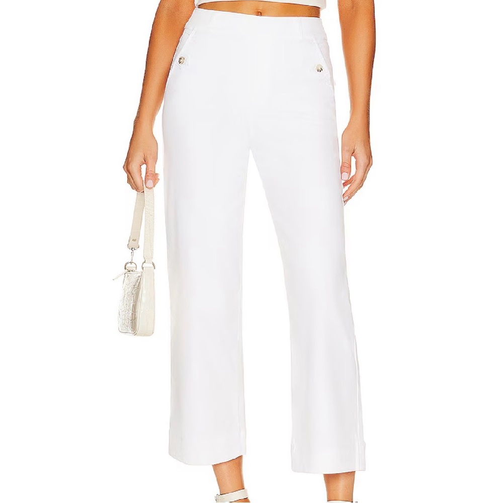 NWT SPANX Pull-On Stretch Twill Wide Leg Crop Pants Sculpting White Size L